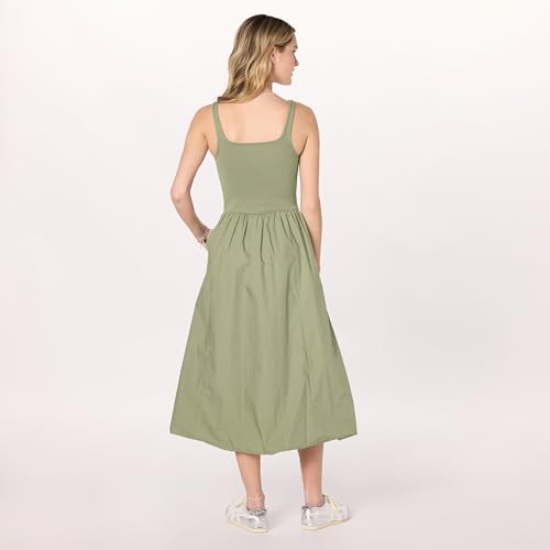 The Drop Women's Tina Scoop Neck Mixed Media Bubble Hem Midi Dress2