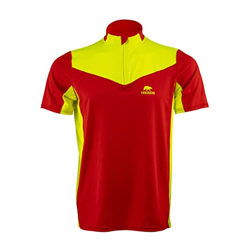 FORSBERG Skjorta II Funktionsshirt Forst Forstshirt Arbeitsshirt Kurzarm sehr gut sichtbar geruchshemmend atmungsaktiv bequem robust Farbe:rot/gelb Größe:L