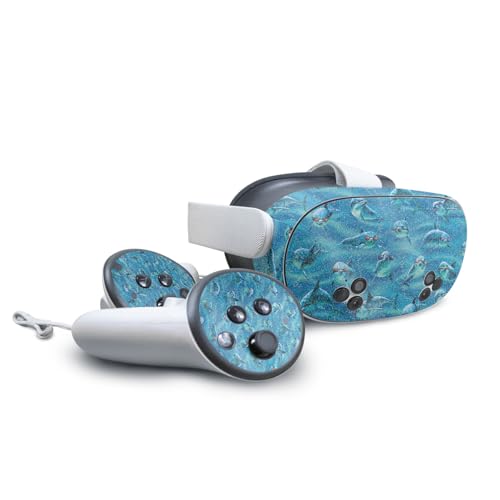 Glossy Glitter Tablet Skin Compatible with Meta Quest 3S - Dolphin Gang - Premium 3M Vinyl Protective Wrap Decal Cover - Easy to Apply | Crafted in The USA by MightySkins