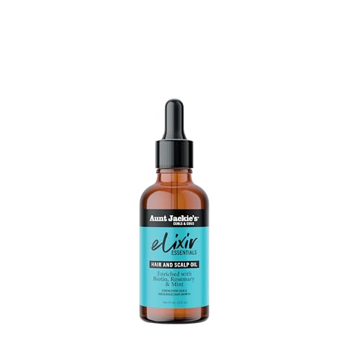 Aunt Jackie’s Elixir Essentials Hair & Scalp Oil Enriched with Biotin, Rosemary & Mint, Nourishes, Thickens & Supports Hair Growth, 2 oz