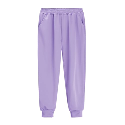 Pantalones de seda de hielo para niñas, de secado rápido, pantalones de chándal lisos, pantalones deportivos tipo harén, cintura alta, pantalones escolares con bolsillos, pantalones de chándal de