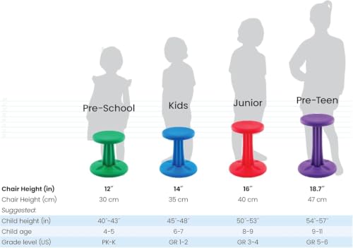 Image of Kore Preschool Wobble Stool, Flexible Seating, Ages 4-5, 12in, Black | Wiggle chair for classroom and home boosts focus, improves posture, and provides an energy outlet; anti-tip base; Made in USA