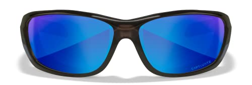 Wiley X WX Gravity Captivate Polarized Sunglasses, Safety Glasses for Men and Women, UV Eye Protection for Fishing Black Crystal Frames, Blue Mirror Tinted Lenses4