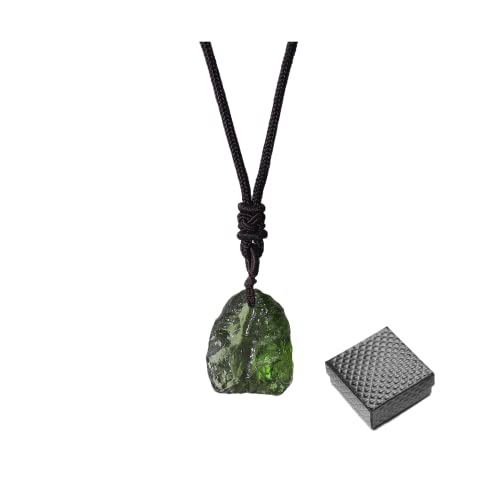 Collier Moldavite Météorite Irrégulière Pierre Unique Pendentif Naturelle Minéral Cristaux Verts, Cristal de guérison, Pierre précieuse rugueuse, Cadeau, Gemme Cover