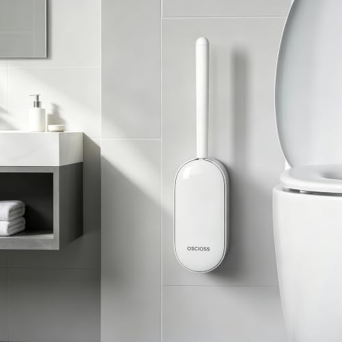 Bathroom Toilet Brush, OSCIOSS Toilet Bowl Brush with Ergonomic Design, Compact Size, Durable Bristles, Wall Mounted RV Toilet Brush for Bathroom Cleaning (White, 2pack) - image 8