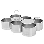 8-Piece Stainless Steel Dessert Ring Set – 6 Cooking Moulds + Food Press & Spatula – Round Cake, Mousse & Pastry Rings | Plating Tools for Crumpets, Eggs, Cheesecakes | M&W