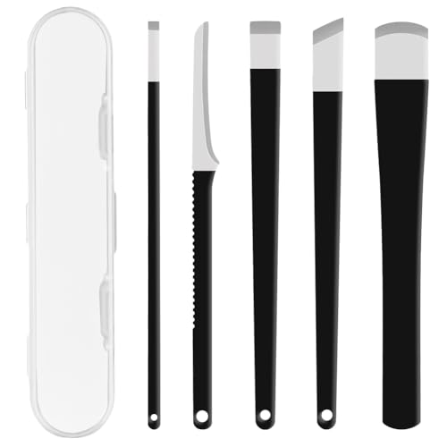 LOPHE Ensemble de 5 Pièces Pédicure Outils, Professionnel Couteau de Pédicure Kit avec Case de Rangement Lime pour Grattoirs Multi-Tailles pour Coupe Cors...