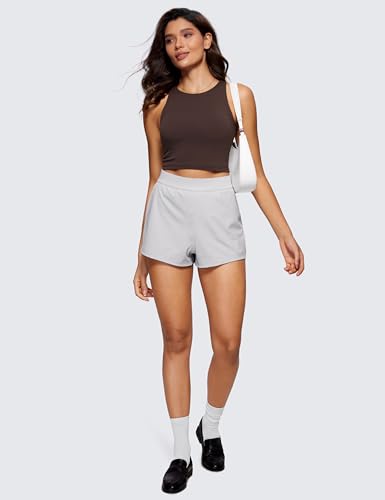 Image of CRZ YOGA Butterluxe Double Lined Crop Tank | Casual, Extremely Soft, Tight Fit, High Neck, Racerback, Sleeveless Tops for Women