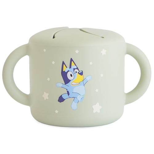 Image of mushie x Bluey Silicone Snack Cup | Spill Proof Food Container for Toddler and Baby (Bluey Sage)