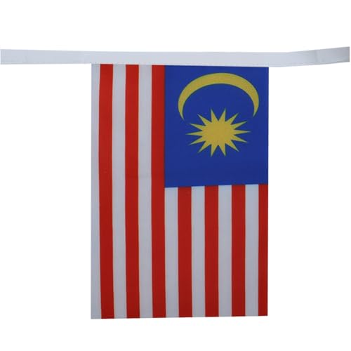 Image of AZ FLAG Malaysia 6 meters BUNTING Flag 20 flags 9'' x 6'' - Malaysian STRING flags 15 x 21 cm