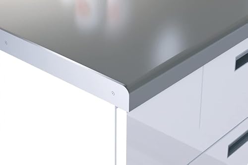 CEZAR Endleiste Arbeitsplatte Aluminium Winkelleiste Seiteleiste Küche Leiste mit Löcher, Gesetze, Höhe: 28 mm, Länge: 0,6 m Buche