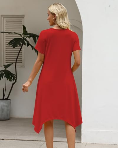 Image of COSSEN Women's 2026 Summer Midi Dress Crew Neck Short Sleeve
