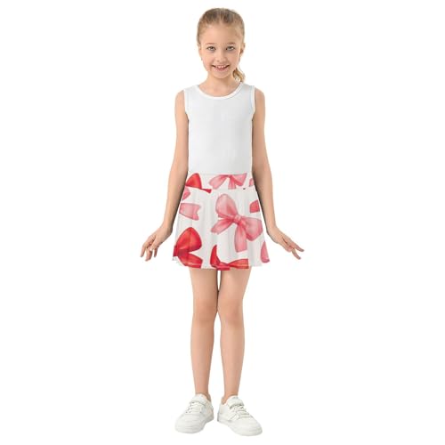 Joisal Skirts with Shorts Red Pink Bows White Girls' Shorts Athletic Skorts Fun Cute Little Girl 4t3
