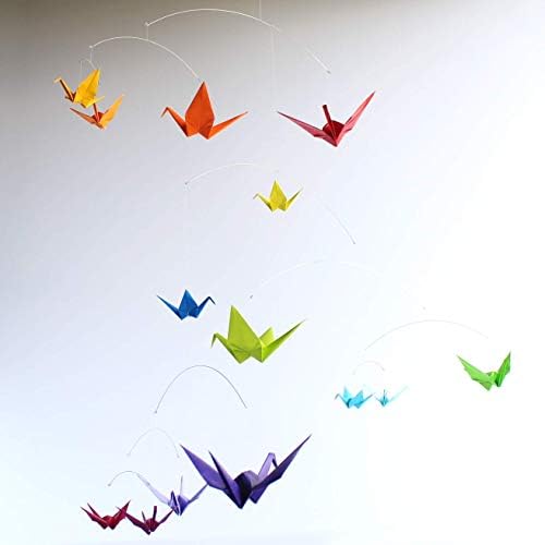 Rainbow Baby Mobile, Nursery Mobile Decor, Origami Paper Crane Nursery Art, Unique Baby Mobile, Rainbow Crib Mobile, Colorful Cot Mobile, Unique Baby Gift, Colorful Nursery Art, Rainbow Baby Gift