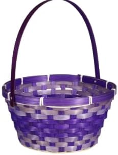 Amazon.com: Woven Bamboo Easter Basket with Handle, Round Shape, Purple ...