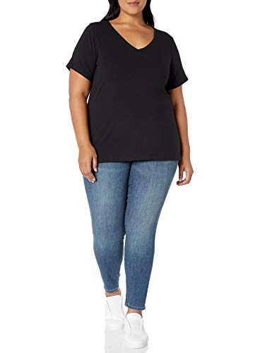 Image of Amazon Essentials Women's Plus Size Short-Sleeve V-Neck T-Shirt