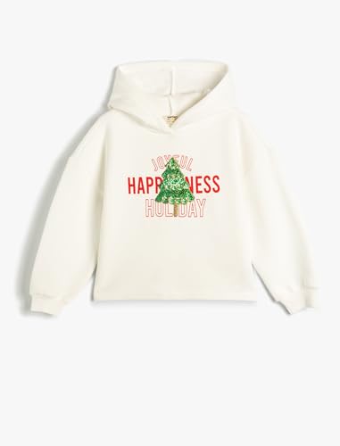 Sweat de Noël ecru filles Koton avec paillettes idéal pour les fêtes de fin d'année