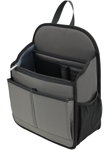 DELTAMANN Rugged Backpack Organizer, 19 Pockets, Nylon, Gray