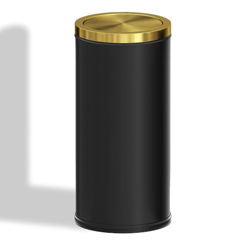 Image of 7.92 gallon /30L Kitchen Trash Can with Lid,Tall Slim,Elegant,Black,Brushed Stainless Steel Lgarbage Can for Office,Hotel,Kitchen (30Lblack)