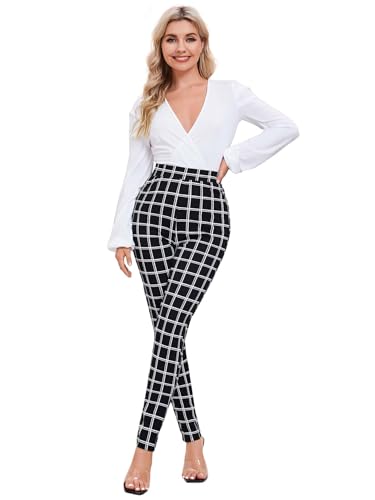 Women's Plaid High Waist Long Pants4