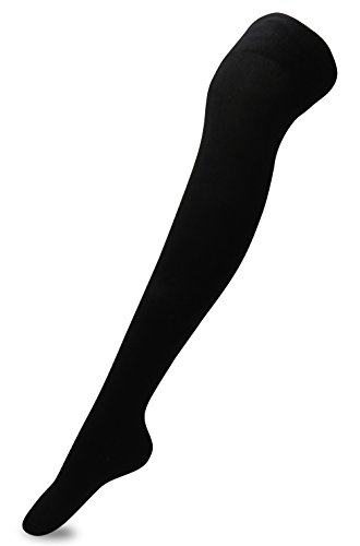 Women's Over The Knee High Socks with Non Slip Silicone(Black,One Size)