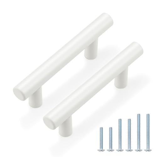 Image of Probrico 15 Pack| White Cabinet Pulls 2-1 /2 Inch T Bar Euro Style Handles Kitchen Cupboard Stainless Steel Modern Cabinet Hardware