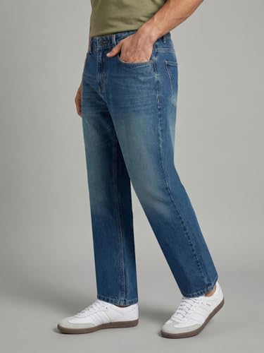 Image of Urbano Fashion Men's Relaxed Fit Washed Denim Jeans Non-Stretchable