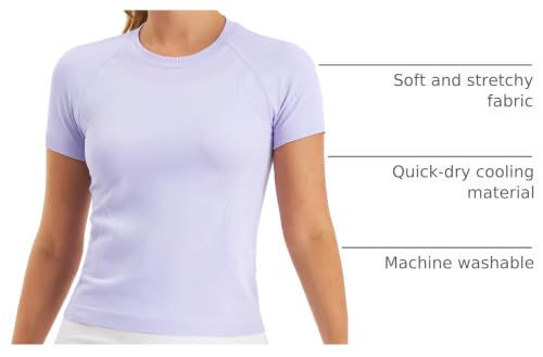 Image of Stelle Women Workout Tops Short Sleeve Seamless Athletic Shirts Yoga Gym Sports Breathable Tees