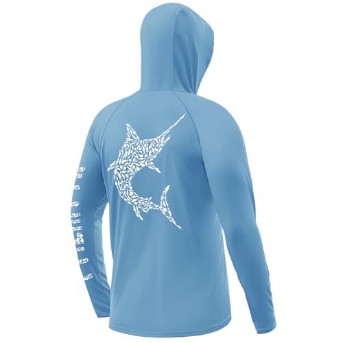 Palmyth Fishing Hoodie for Men Long Sleeve Sun Protection Shirts UPF 50+ Hooded with Neck Gaiter