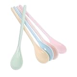 GLEAVI 5個塑料製長柄スプーン ベビー用かき混ぜスプーン 子供用食器 幼稚園 キッチン用品 調味料 スープ サービング対応