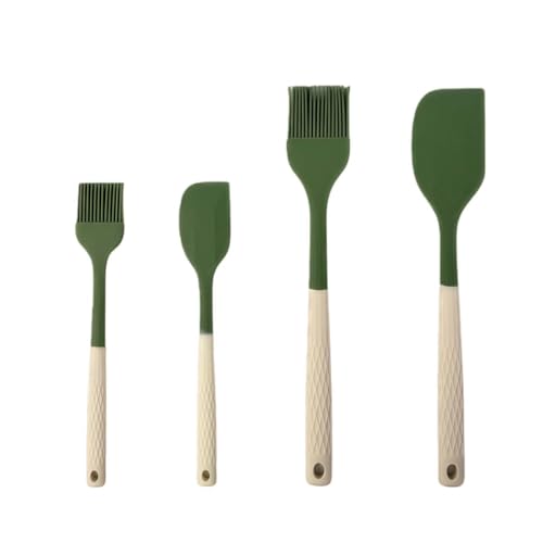 4-Pcs Silicone Spatula Baking Set,Non-Stick Heat-Resistant Baking Tools Durable,Easy-to-Clean Kitchen Utensils for Baking,Cooking and Mixing(Green) #1