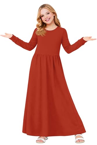 Image of Deerose Girls Maxi Dress Short Sleeve Casual Long Dresses with Pockets 5-14 Years