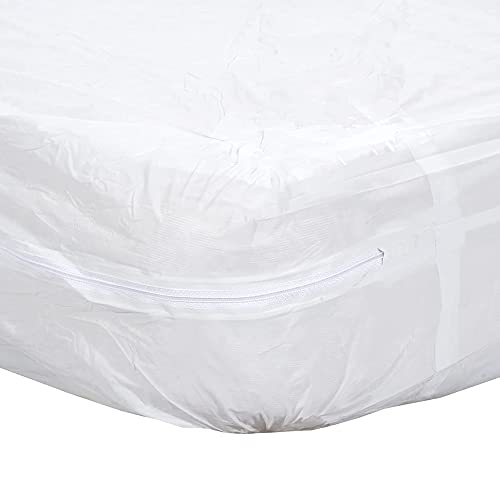 Mars Wellness Waterproof Vinyl Mattress Protector and Cover Zippered White Mattress Cover