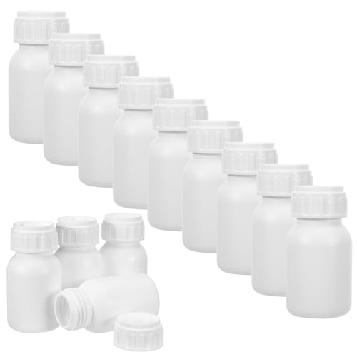 ABOOFAN Lot de 12 Flacons de Réactif en Pehd Fluoré 50 Ml, Flacon de Laboratoire Blanc Opaque à Bouchon Vissé Étanche, Récipient Ultra-épais pour Stockage Sécurisé de Solvants Chimiques