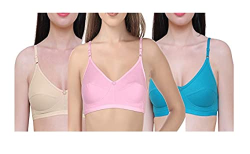 Image of INNER TOUCH Women's Cotton Non-Padded Bra (Pack of 3)