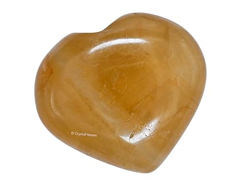 Image of Crystal Heaven Certified Citrine Heart Palm Pebbles Stones For Anxiety Stress Relief Massage-Aaa Grade Original Healing Gemstone Agate Heart Palm Stone For Yoga Meditation Spiritual