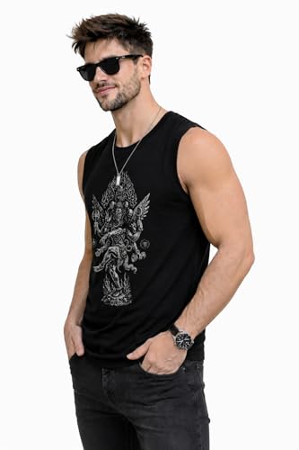 Image of JUGULAR Tank Tops Sleeveless T-Shirt for Men Gym Wear Vest Printed Stylish Round Neck Running for Sports Workout Fitness & Casual or Beach Wear