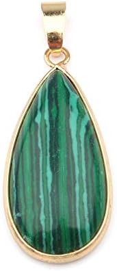 Miniatura 6 de Colgantes de piedra natural con colgante de gota de agua con encanto de borde dorado para hacer joyas 3 piezas