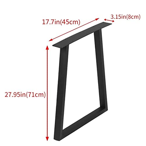 Image of Metal Table Legs Set of 2 Heavy-Duty Trapezoid Steel Legs for Dining Tables Kitchen Tables Coffee Tables & Modern Industrial Furniture Black Powder-Coated DIY Furniture Base