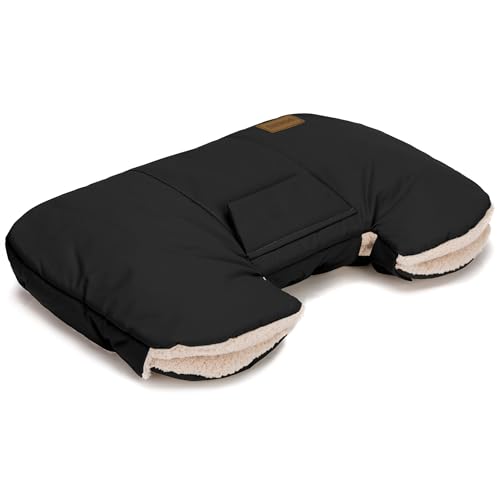 Fillikid Handwärmer Kalix Teddy Exklusiv | Kinderwagen Handmuff mit kuscheligem Teddyfell | Wind- & wasserabweisend, warmes Fleece Innenfutter, waschbar | Universell passend für Buggy & Kinderwagen