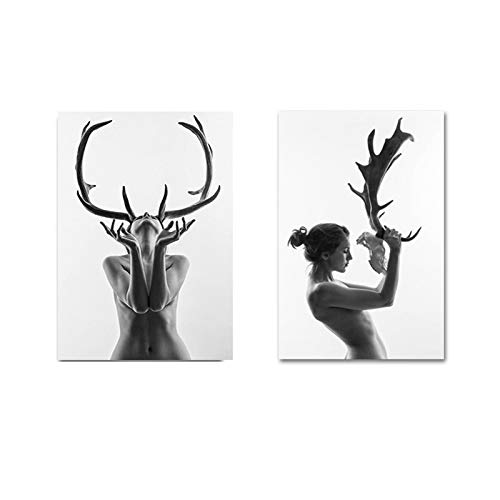 Art mural abstrait pour chambre moderne lot de 2 toiles photos noir et blanc