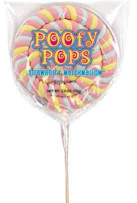 Poofy Pops Strawberry Marshmallow Lollipop Candy, 2.5 Ounce - 12 Count Display Tray