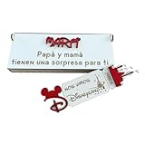 Llave Disn ey de madera personalizada, pasaporte- regalo sorpresa para anuncio de Viaje a parque atracciones - Caja Sorpresa Personalizada con Llave Dis ney – Frase a Medida y 8 Colores