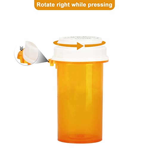 Image of Prescription Reversible Thumb Tab Vials, Medicine Container, Pill Bottle, Prescription Pharmacy Vials Reversible Cap with Animal Pet Resistant (not Child Resistant) Open (16 Dram, 12pcs)