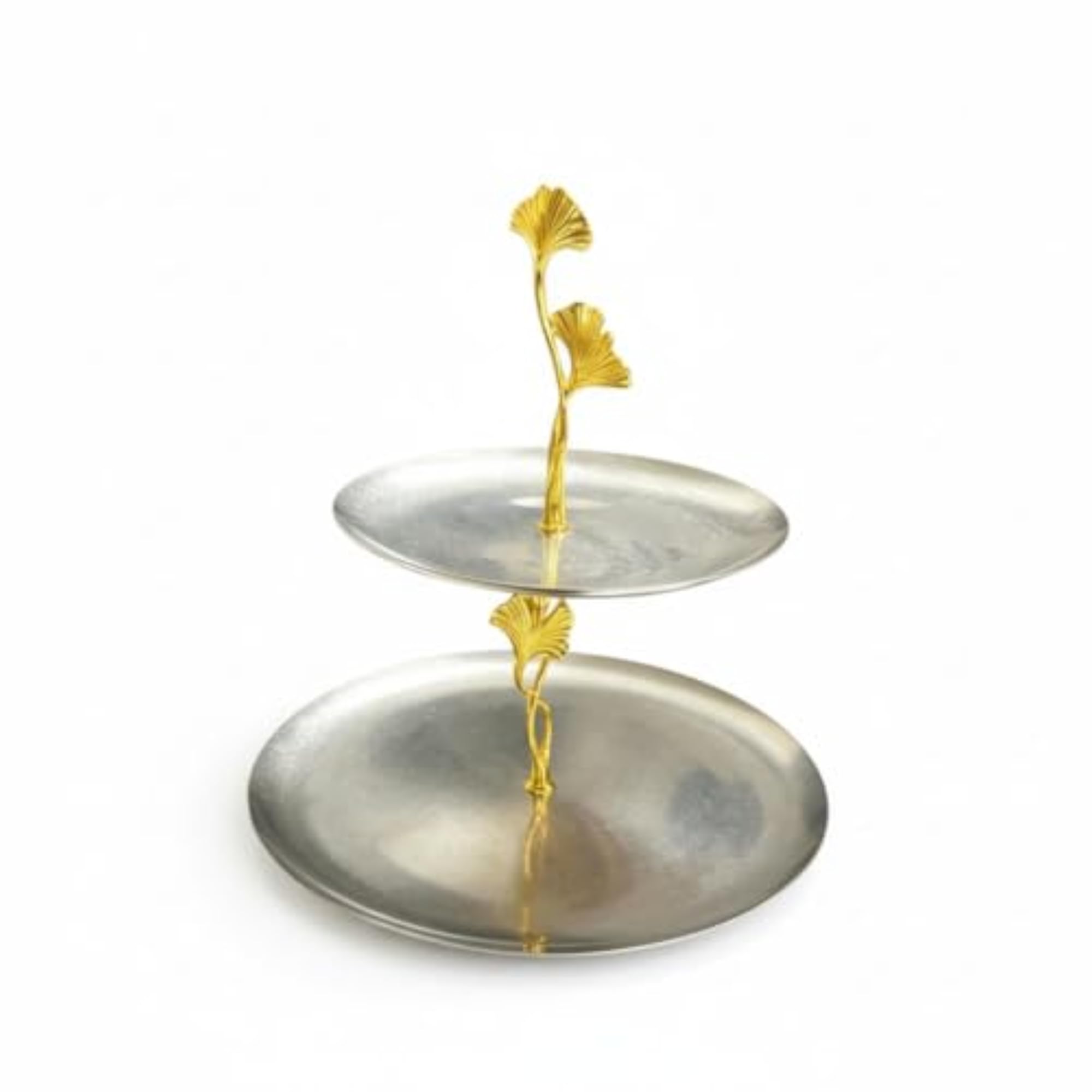 Ginkgo-Leaf Tray Stand, Decorative Two-Tier Gift