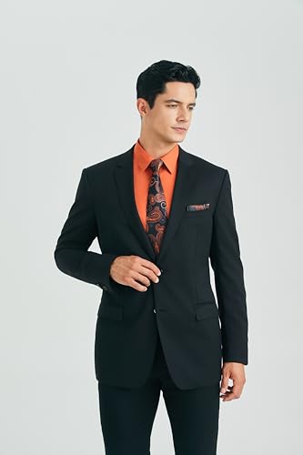 Image of HISDERN Mens Dress Shirt with Tie Pocket Square Set Classic Button Down Shirt Matching Tie Long Sleeve Shirts