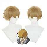 KAPVXRKI Game Sky Comics Cosplay Wig for Mob Psycho 100 Reigen Arataka Cosplay Wigs Heat Resistant Synthetic Wigs for Halloween Costume Party Role Play+Wig Cap