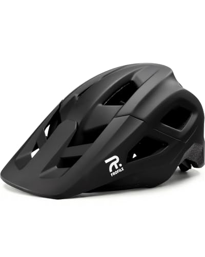 FROFILE Mountain Bike Helmet for Adult - Pinch-Free Magnetic Buckle, Black, CPSC Certificated MTB...