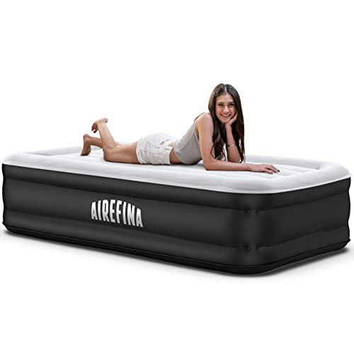 Airefina Colchón Hinchable Individual, Autoinflable con Bomba Eléctrica Incorporada, Colchón Hinchable para Cama de Huéspedes y Camping, 190 x 99 x 46 cm