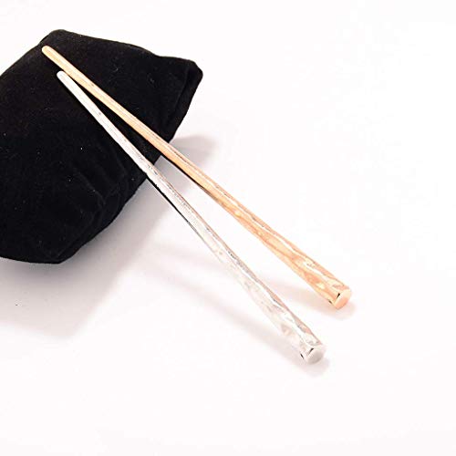 ICYANG 10 Pieces Women Hair Chopsticks Hair Sticks Hair Pin Hand-carved Lady Metal Hair Stick Vintage Painting hairpin Simple (Gold&silver)
